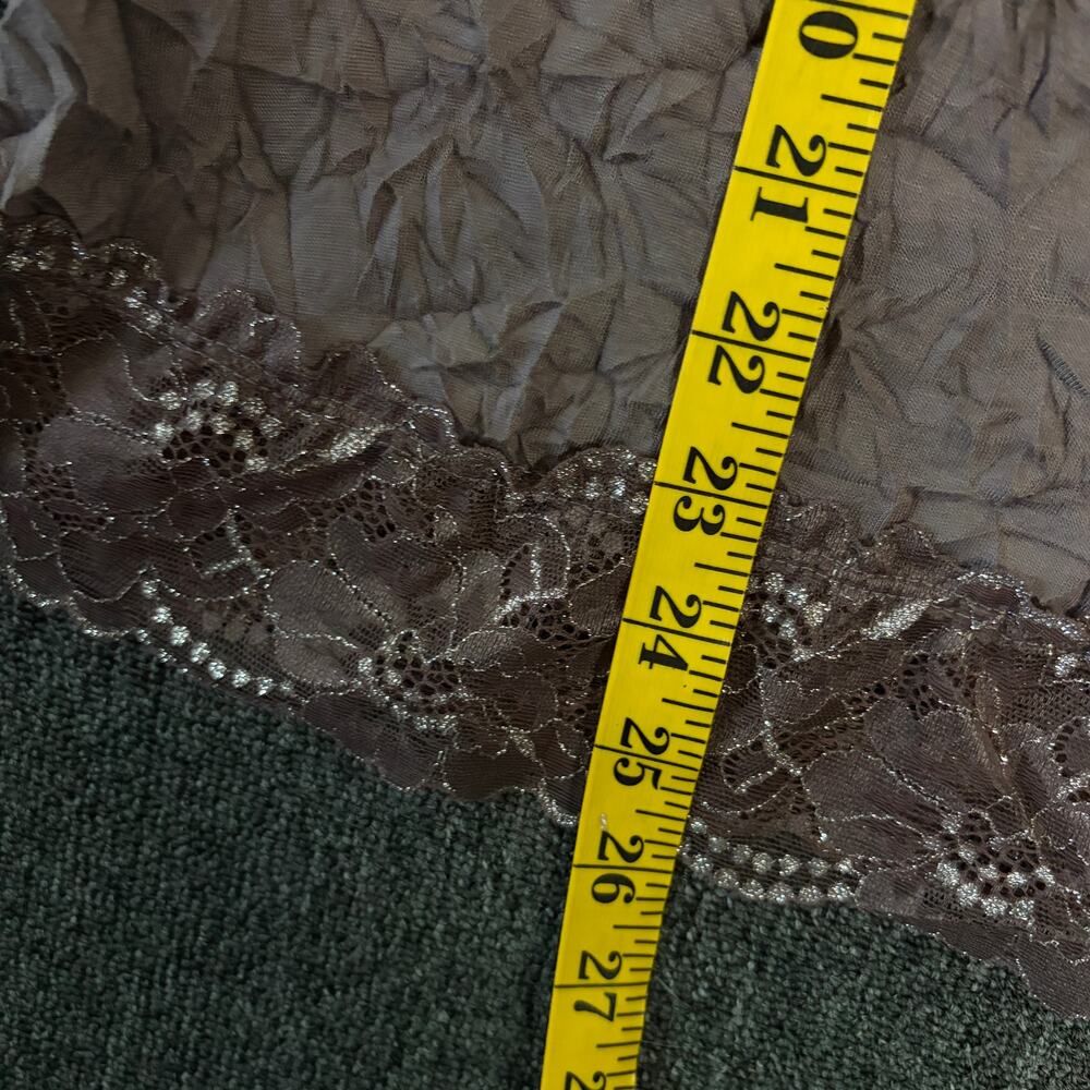 Vintage Y2k Maurices Brown Wrinkle Lace Sparkle Longline Cami Tank Top Small - Picture 5 of 5